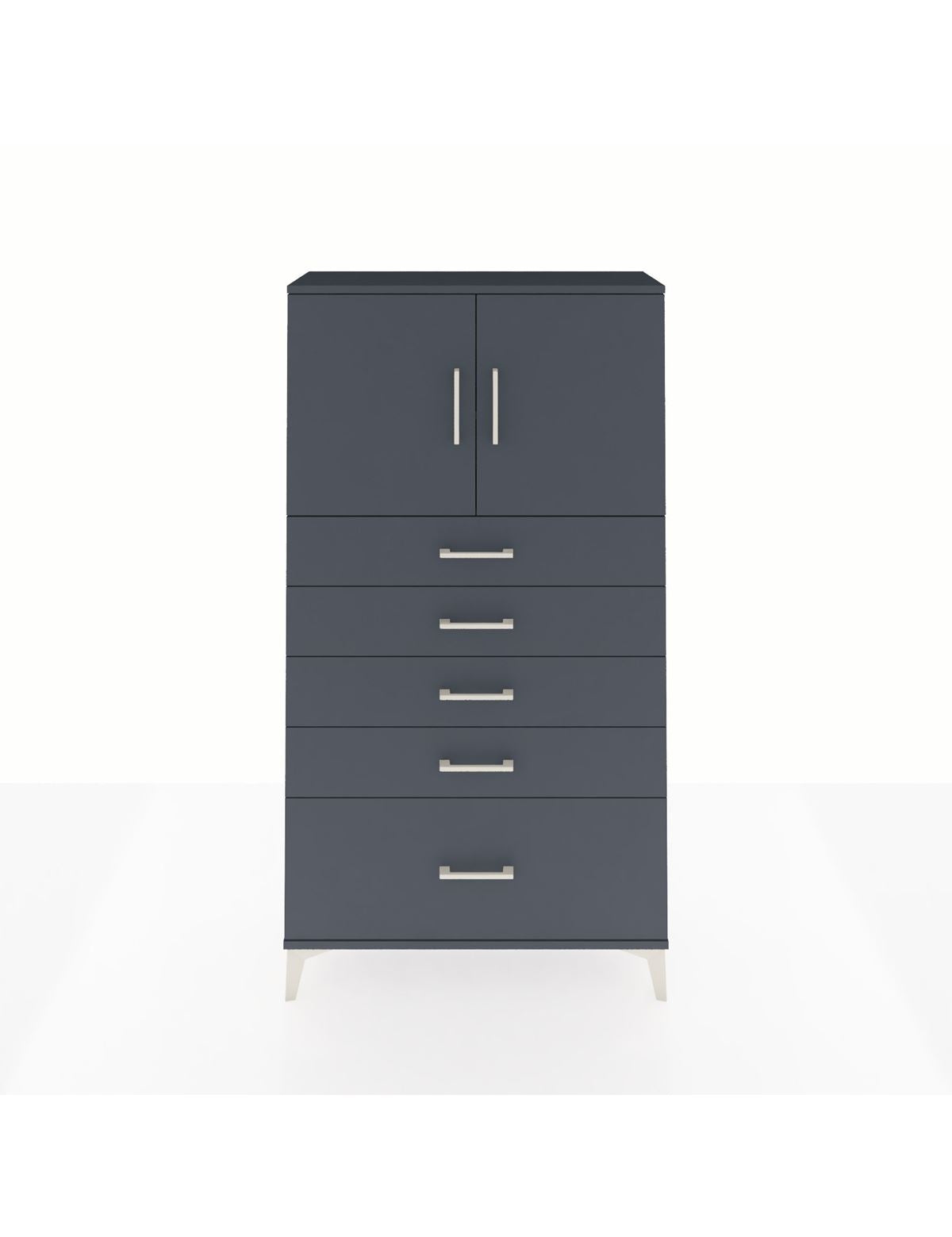 Arges Dolap 2 Raflı 5 Çekmeceli 2 Kapaklı 88x30x163 Antrasit-Antrasit