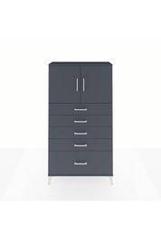 Arges Dolap 2 Raflı 5 Çekmeceli 2 Kapaklı 88x30x163 Antrasit-Antrasit