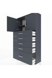 Arges Dolap 2 Raflı 5 Çekmeceli 2 Kapaklı 88x30x163 Antrasit-Antrasit