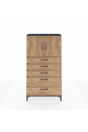 Arges Dolap 2 Raflı 5 Çekmeceli 2 Kapaklı 88x30x163 Antrasit-Çam