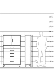 Arges Dolap 2 Raflı 5 Çekmeceli 2 Kapaklı 88x30x163 Antrasit-Çam