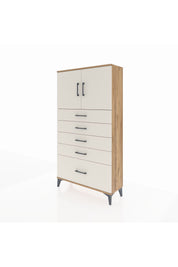Arges Dolap 2 Raflı 5 Çekmeceli 2 Kapaklı 88x30x163 Çam-Aytaşı
