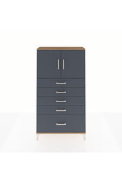 Arges Dolap 2 Raflı 5 Çekmeceli 2 Kapaklı 88x30x163 Çam-Antrasit