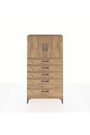 Arges Dolap 2 Raflı 5 Çekmeceli 2 Kapaklı 88x30x163 Çam-Çam