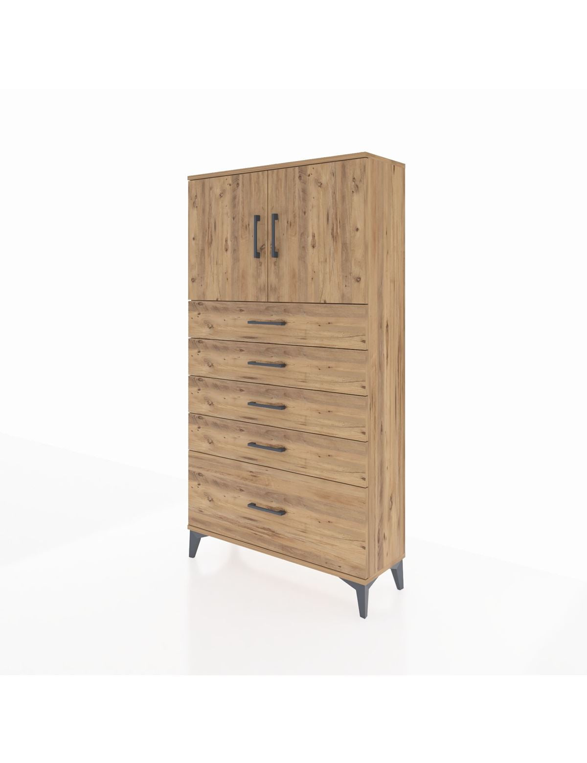 Arges Dolap 2 Raflı 5 Çekmeceli 2 Kapaklı 88x30x163 - S21M013V9A