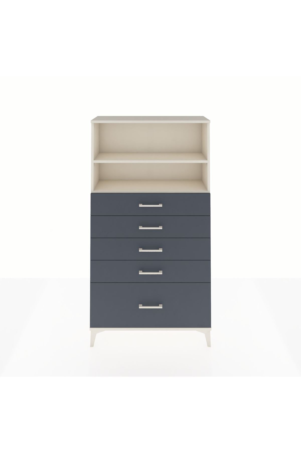 Arges Dolap 2 Raflı 5 Çekmeceli 88x30x163 Aytaşı-Antrasit