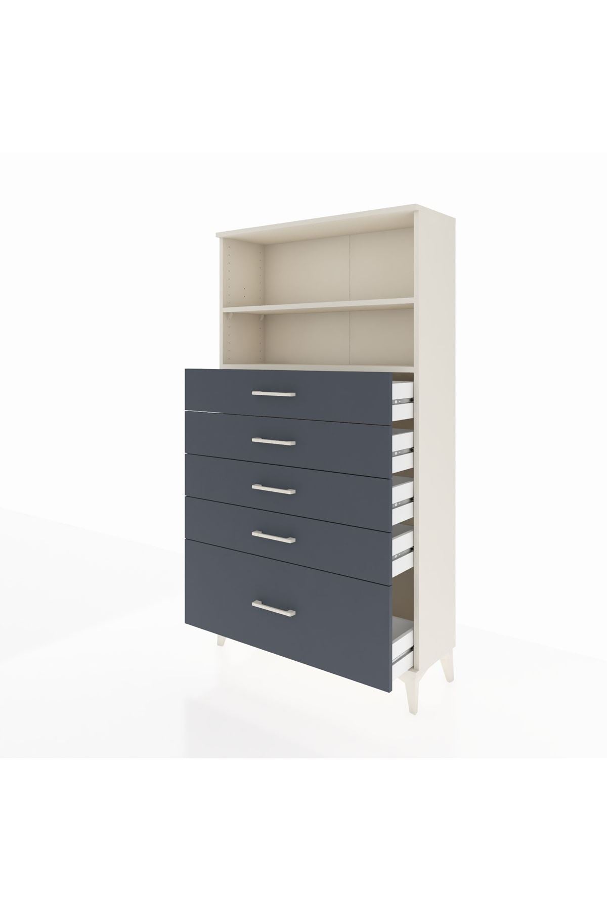 Arges Dolap 2 Raflı 5 Çekmeceli 88x30x163 Aytaşı-Antrasit