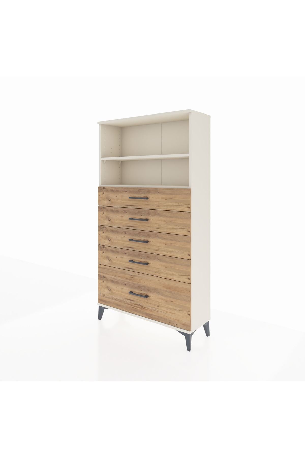 Arges Dolap 2 Raflı 5 Çekmeceli 88x30x163 Aytaşı-Çam