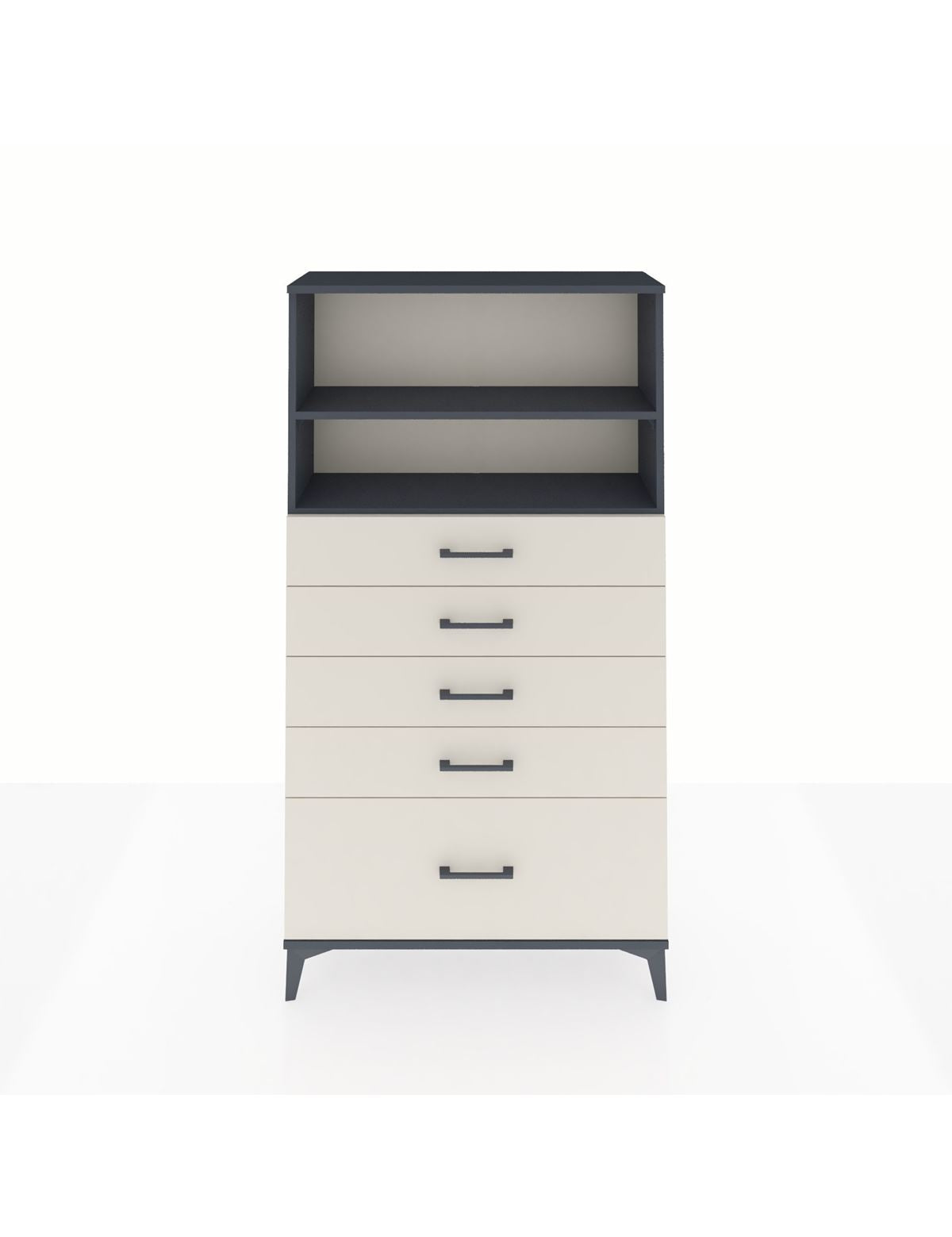 Arges Dolap 2 Raflı 5 Çekmeceli 88x30x163 Antrasit-Aytaşı