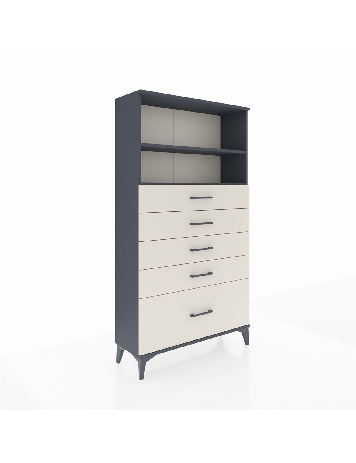 Arges Dolap 2 Raflı 5 Çekmeceli 88x30x163 Antrasit-Aytaşı