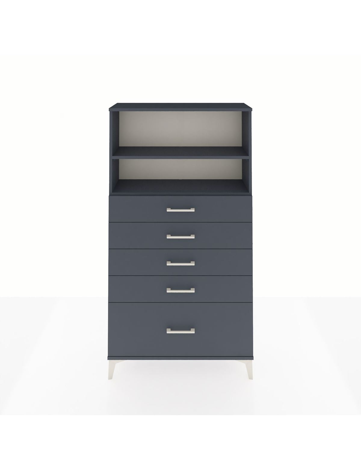 Arges Dolap 2 Raflı 5 Çekmeceli 88x30x163 Antrasit-Antrasit