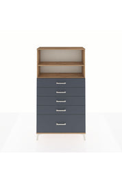 Arges Dolap 2 Raflı 5 Çekmeceli 88x30x163 Çam-Antrasit