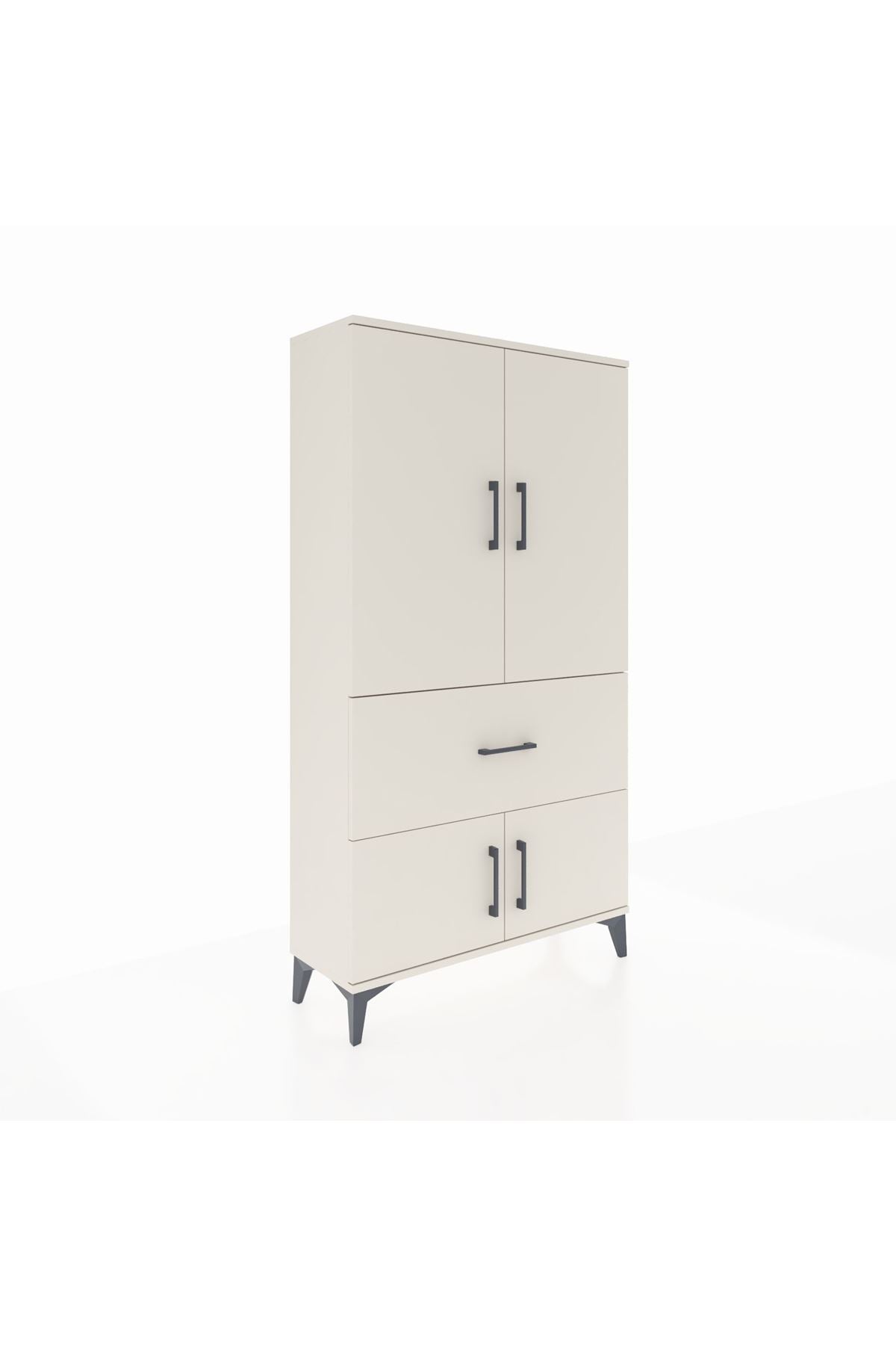 Arges Dolap 3 Raflı Tek Çekmeceli 4 Kapaklı 88x30x163 Aytaşı-Aytaşı