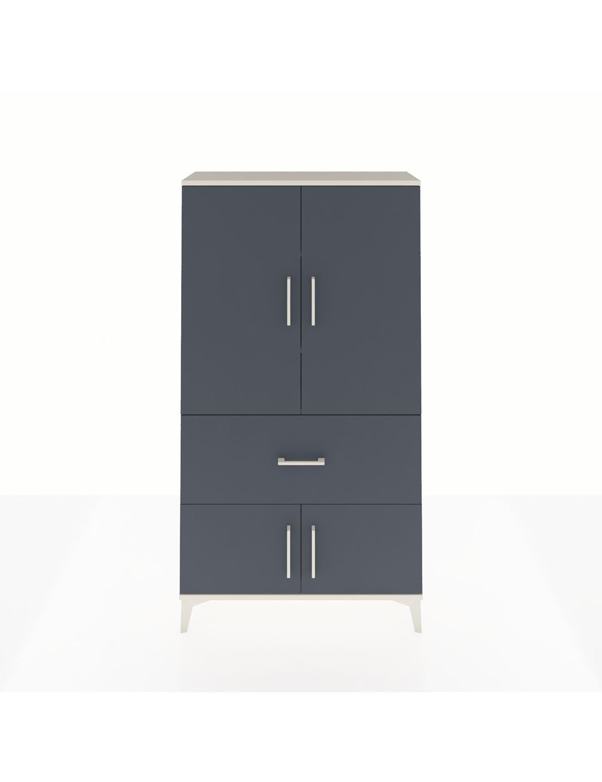 Arges Dolap 3 Raflı Tek Çekmeceli 4 Kapaklı 88x30x163 Aytaşı-Antrasit