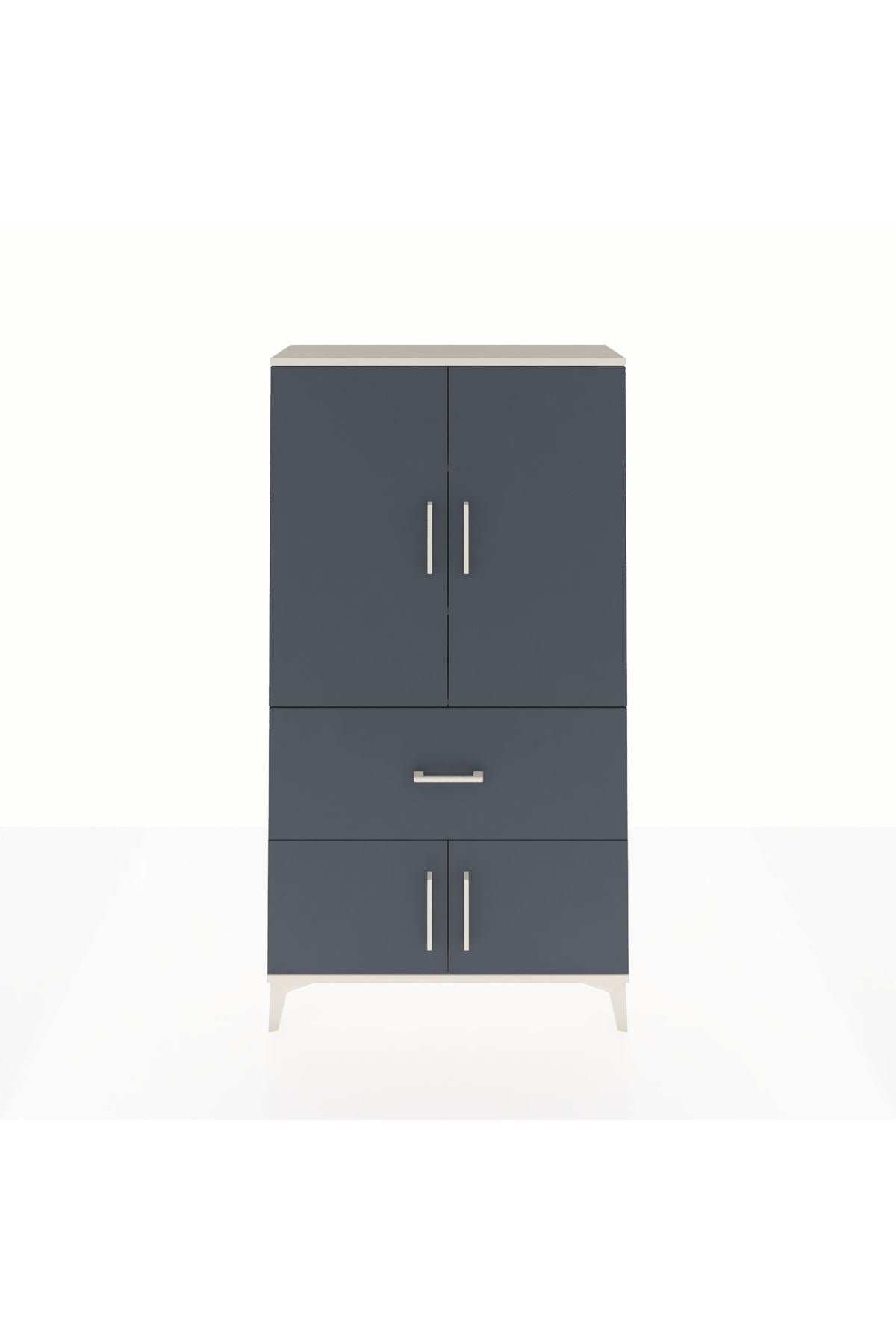 Arges Dolap 3 Raflı Tek Çekmeceli 4 Kapaklı 88x30x163 Aytaşı-Antrasit