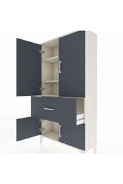 Arges Dolap 3 Raflı Tek Çekmeceli 4 Kapaklı 88x30x163 Aytaşı-Antrasit