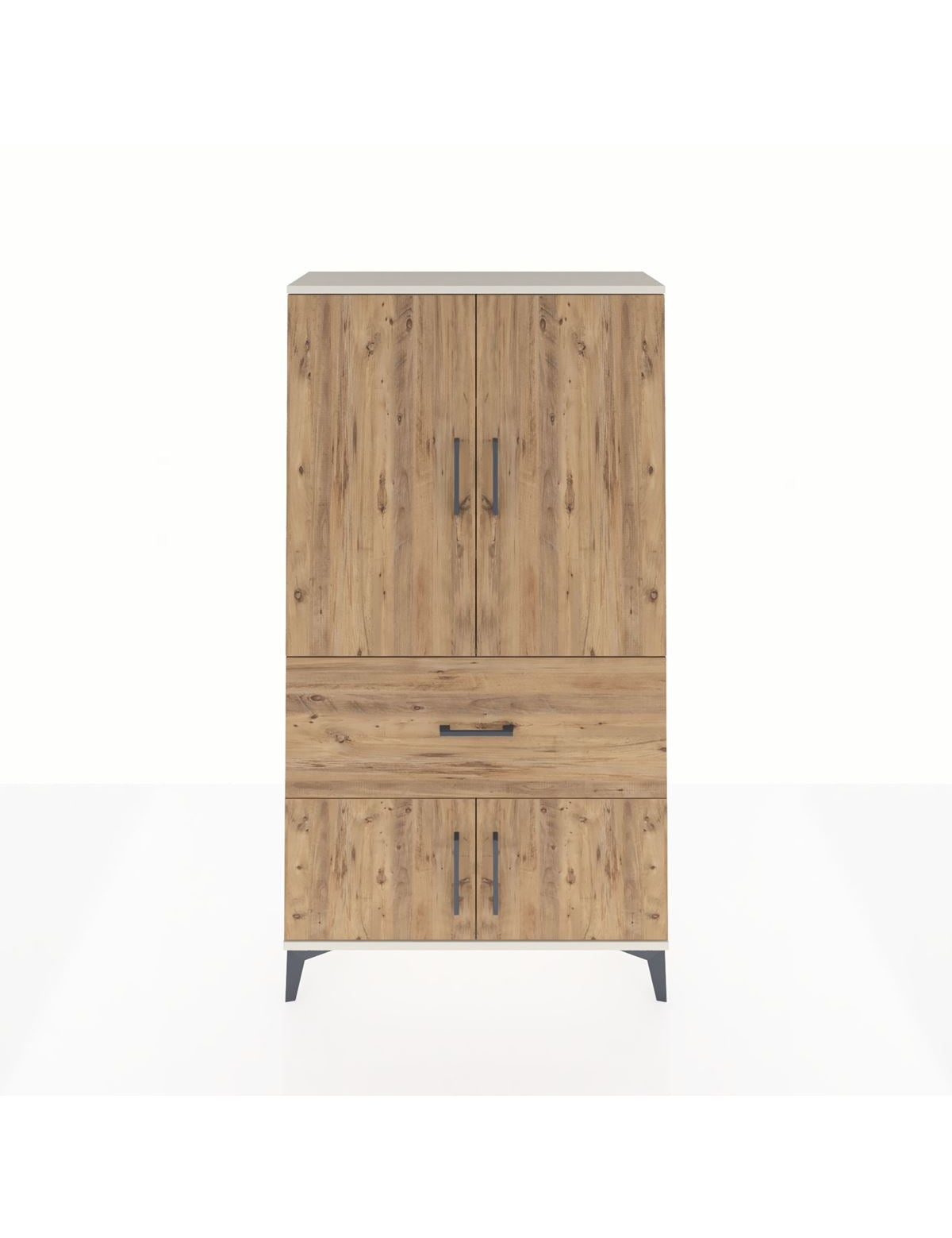 Arges Dolap 3 Raflı Tek Çekmeceli 4 Kapaklı 88x30x163 Aytaşı-Çam