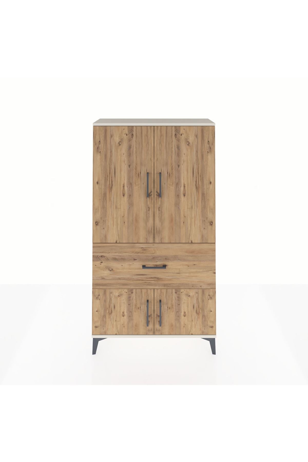 Arges Dolap 3 Raflı Tek Çekmeceli 4 Kapaklı 88x30x163 Aytaşı-Çam