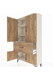 Arges Dolap 3 Raflı Tek Çekmeceli 4 Kapaklı 88x30x163 Aytaşı-Çam