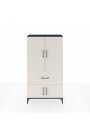 Arges Dolap 3 Raflı Tek Çekmeceli 4 Kapaklı 88x30x163 Antrasit-Aytaşı