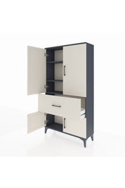 Arges Dolap 3 Raflı Tek Çekmeceli 4 Kapaklı 88x30x163 Antrasit-Aytaşı