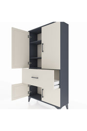 Arges Dolap 3 Raflı Tek Çekmeceli 4 Kapaklı 88x30x163 Antrasit-Aytaşı