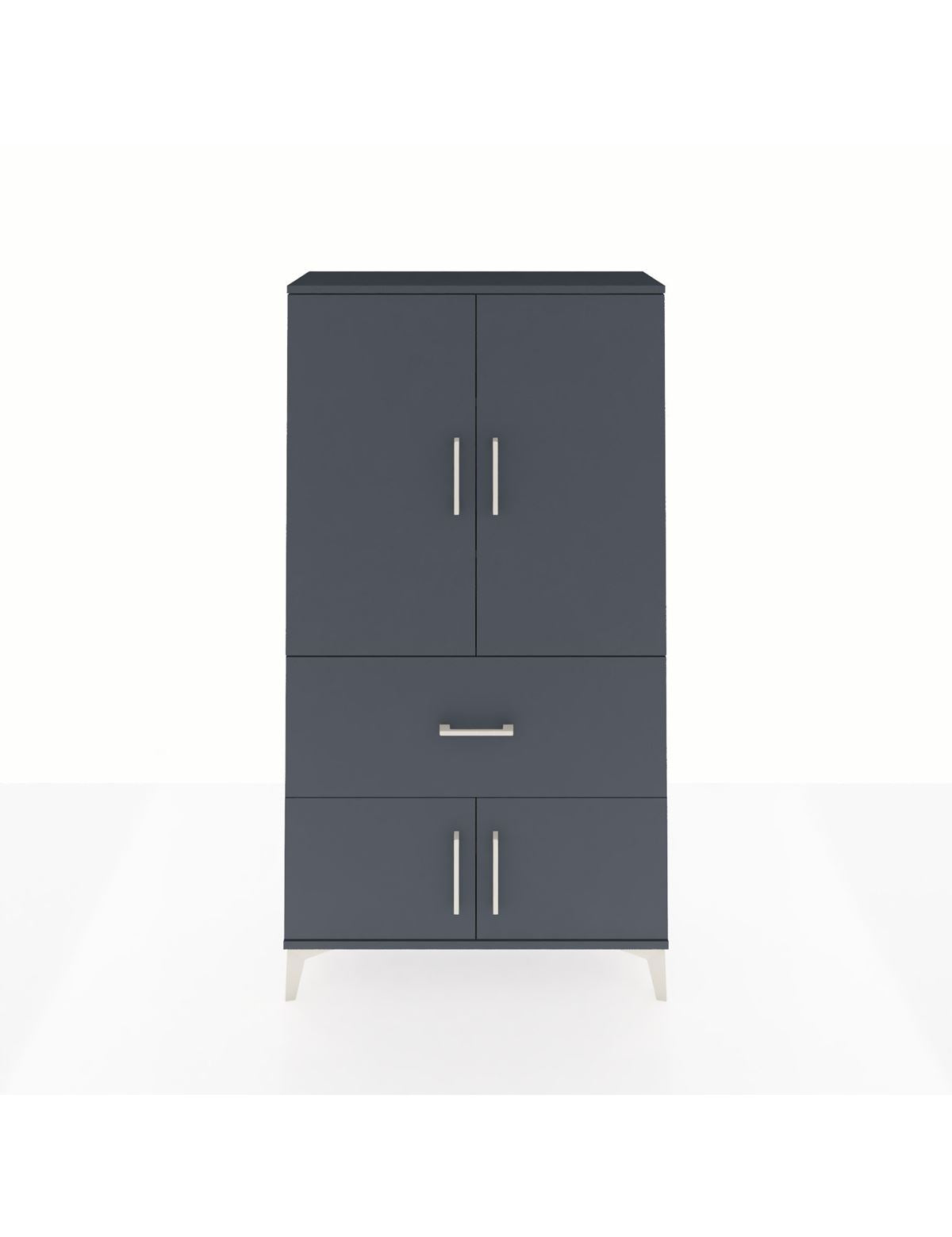 Arges Dolap 3 Raflı Tek Çekmeceli 4 Kapaklı 88x30x163 Antrasit-Antrasit