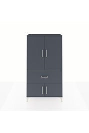 Arges Dolap 3 Raflı Tek Çekmeceli 4 Kapaklı 88x30x163 Antrasit-Antrasit