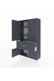 Arges Dolap 3 Raflı Tek Çekmeceli 4 Kapaklı 88x30x163 Antrasit-Antrasit
