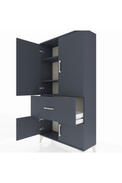 Arges Dolap 3 Raflı Tek Çekmeceli 4 Kapaklı 88x30x163 Antrasit-Antrasit