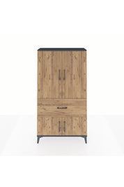 Arges Dolap 3 Raflı Tek Çekmeceli 4 Kapaklı 88x30x163 Antrasit-Çam