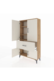 Arges Dolap 3 Raflı Tek Çekmeceli 4 Kapaklı 88x30x163 Çam-Aytaşı