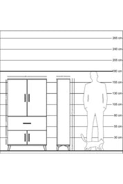 Arges Dolap 3 Raflı Tek Çekmeceli 4 Kapaklı 88x30x163 Çam-Aytaşı