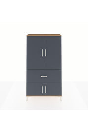 Arges Dolap 3 Raflı Tek Çekmeceli 4 Kapaklı 88x30x163 Çam-Antrasit