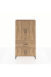 Arges Dolap 3 Raflı Tek Çekmeceli 4 Kapaklı 88x30x163 Çam-Çam