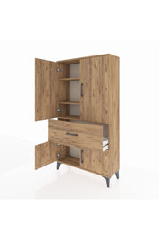 Arges Dolap 3 Raflı Tek Çekmeceli 4 Kapaklı 88x30x163 Çam-Çam