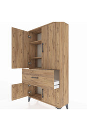 Arges Dolap 3 Raflı Tek Çekmeceli 4 Kapaklı 88x30x163 Çam-Çam