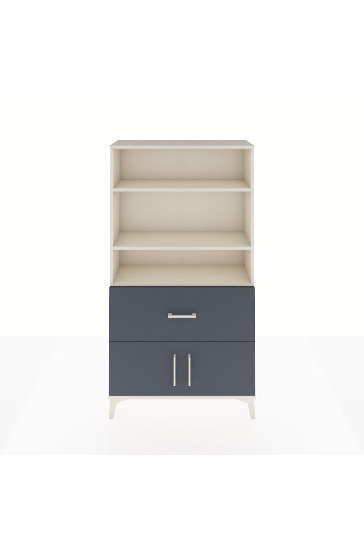 Arges Dolap 3 Raflı Tek Çekmeceli 2 Kapaklı 88x30x163 Aytaşı-Antrasit