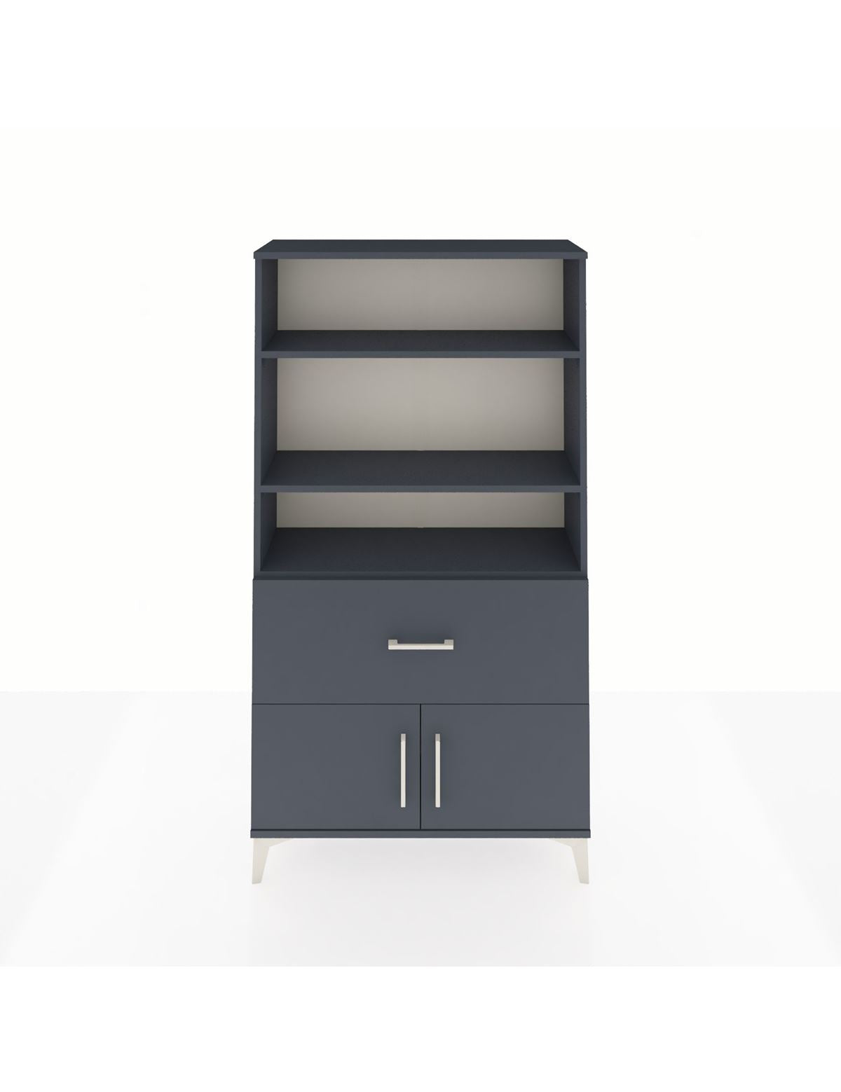 Arges Dolap 3 Raflı Tek Çekmeceli 2 Kapaklı 88x30x163 Antrasit-Antrasit