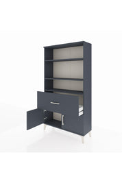 Arges Dolap 3 Raflı Tek Çekmeceli 2 Kapaklı 88x30x163 Antrasit-Antrasit