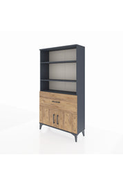 Arges Dolap 3 Raflı Tek Çekmeceli 2 Kapaklı 88x30x163 Antrasit-Çam