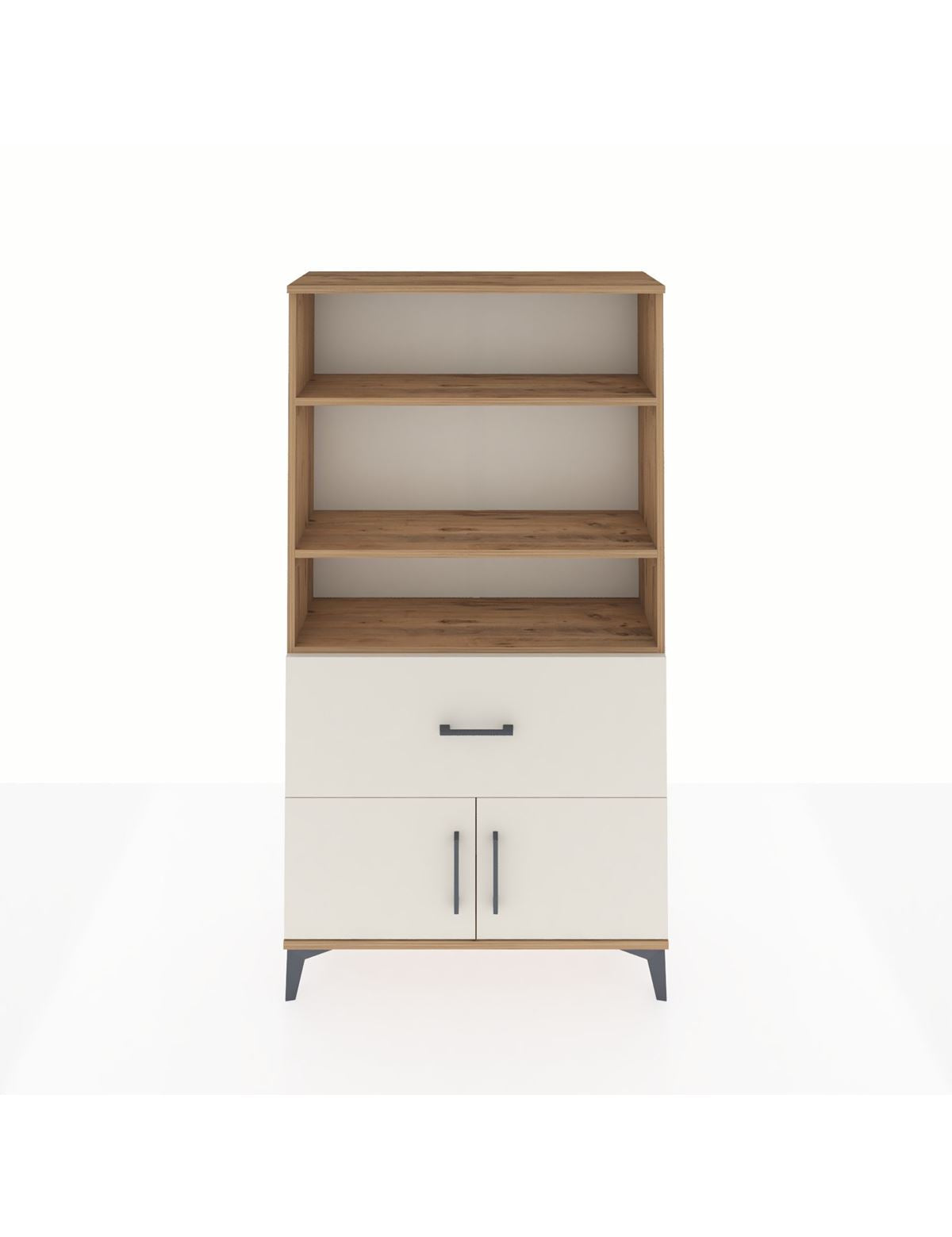 Arges Dolap 3 Raflı Tek Çekmeceli 2 Kapaklı 88x30x163 Çam-Aytaşı