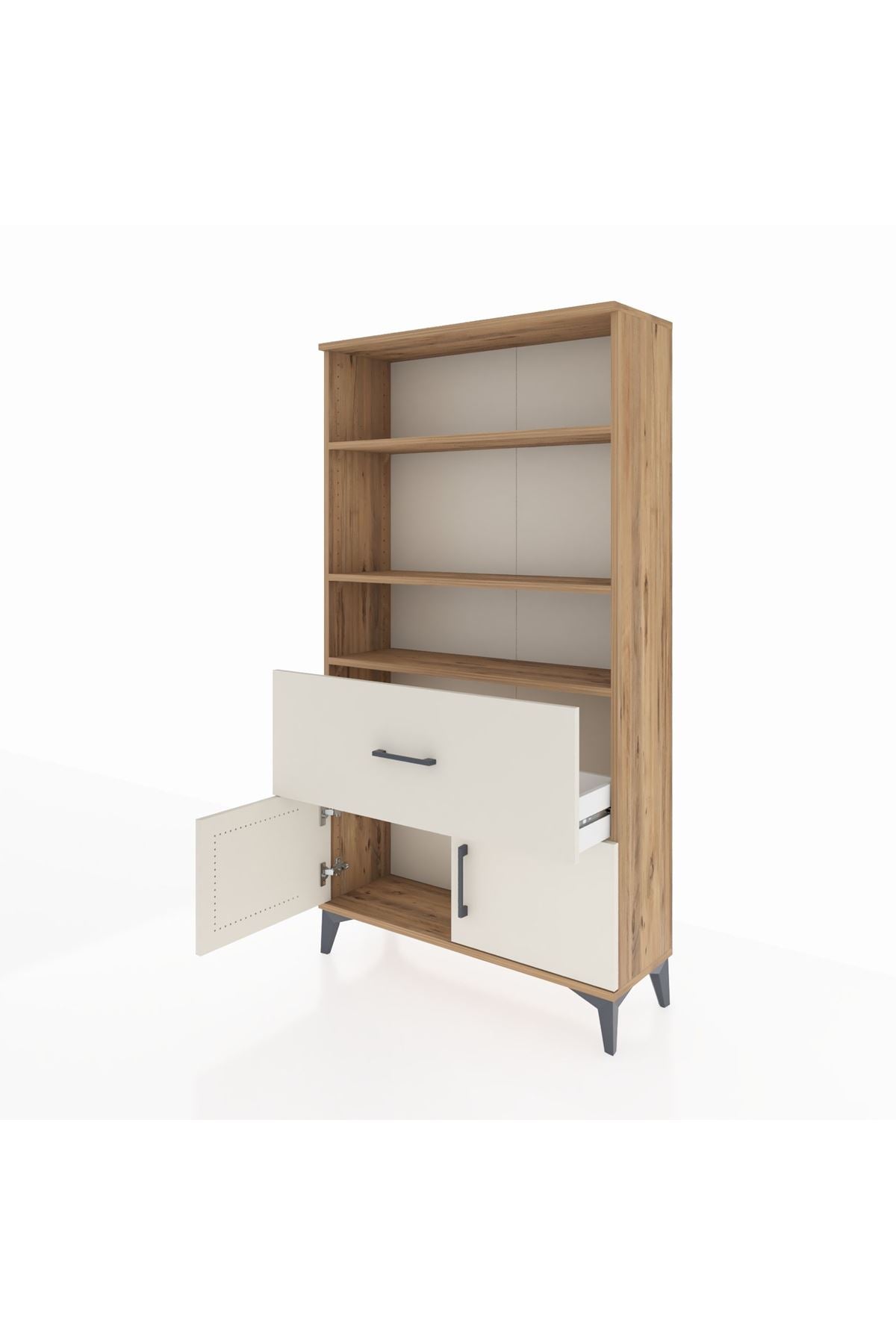 Arges Dolap 3 Raflı Tek Çekmeceli 2 Kapaklı 88x30x163 Çam-Aytaşı