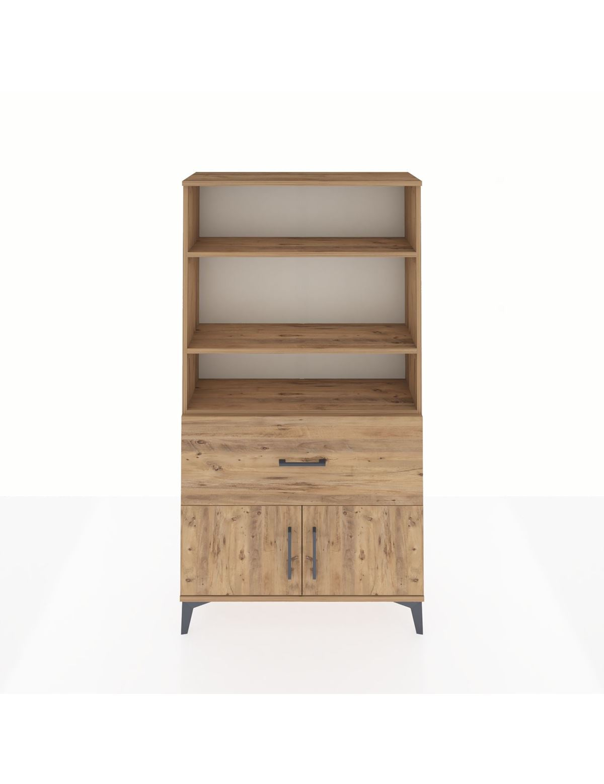 Arges Dolap 3 Raflı Tek Çekmeceli 2 Kapaklı 88x30x163 Çam-Çam