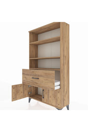 Arges Dolap 3 Raflı Tek Çekmeceli 2 Kapaklı 88x30x163 Çam-Çam