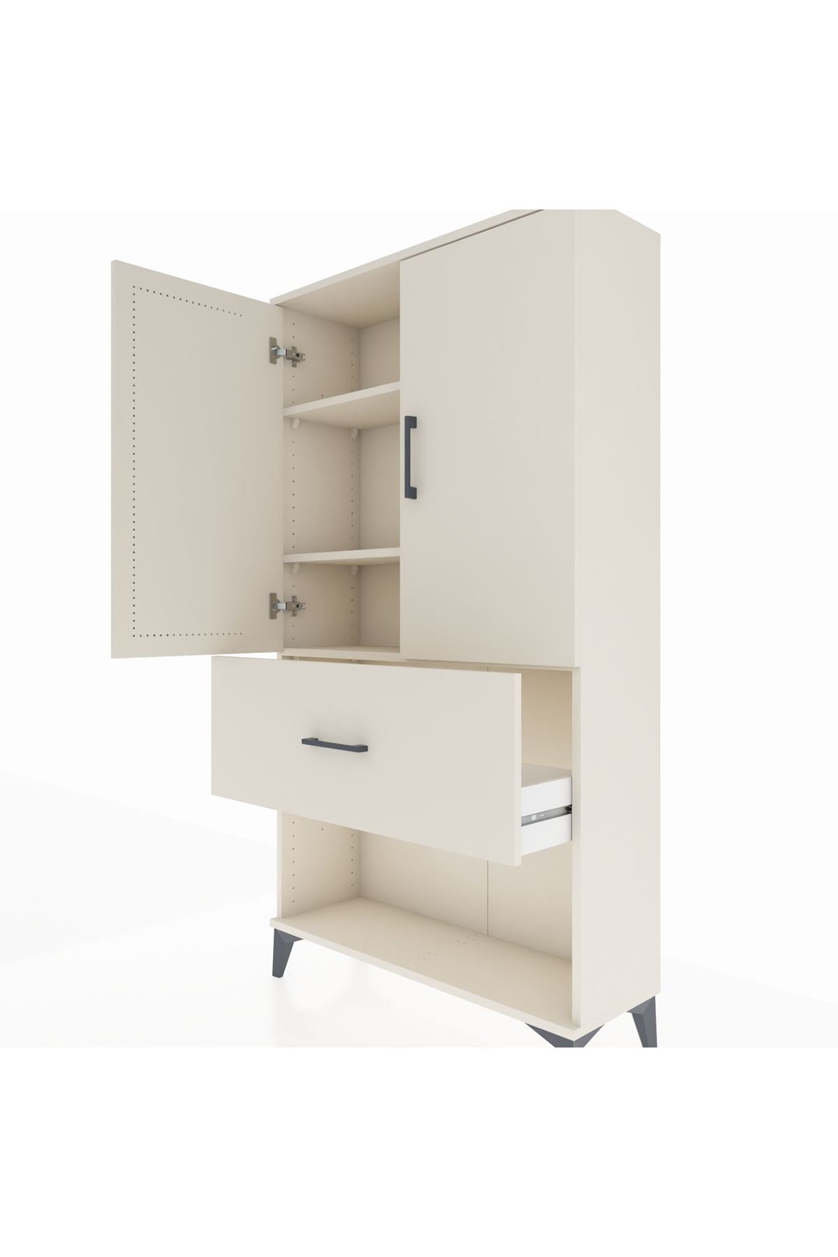 Arges Dolap 3 Raflı Tek Çekmeceli 2 Kapaklı 88x30x163 Aytaşı-Aytaşı