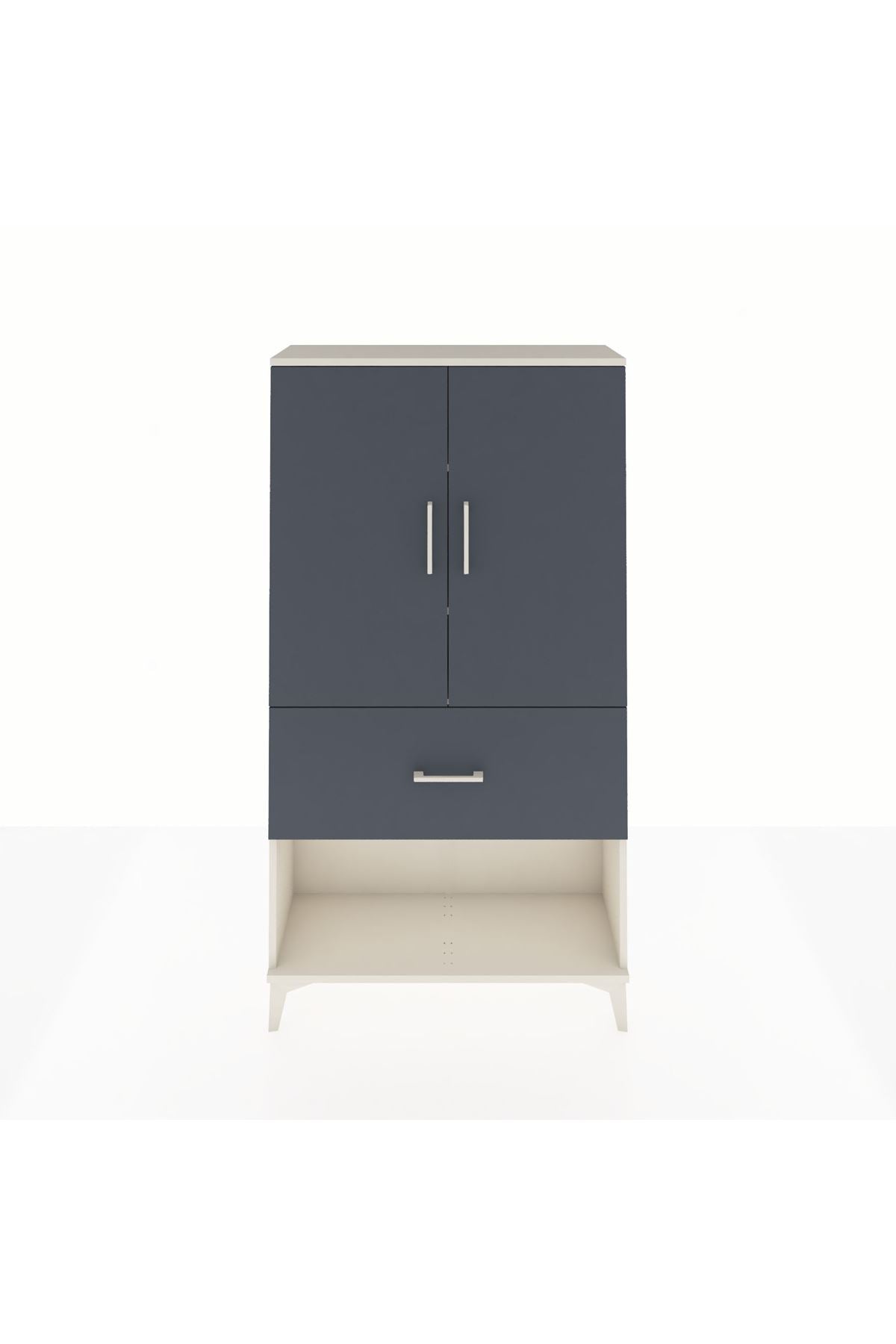 Arges Dolap 3 Raflı Tek Çekmeceli 2 Kapaklı 88x30x163 Aytaşı-Antrasit