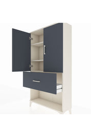 Arges Dolap 3 Raflı Tek Çekmeceli 2 Kapaklı 88x30x163 Aytaşı-Antrasit