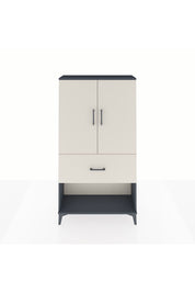 Arges Dolap 3 Raflı Tek Çekmeceli 2 Kapaklı 88x30x163 Antrasit-Aytaşı