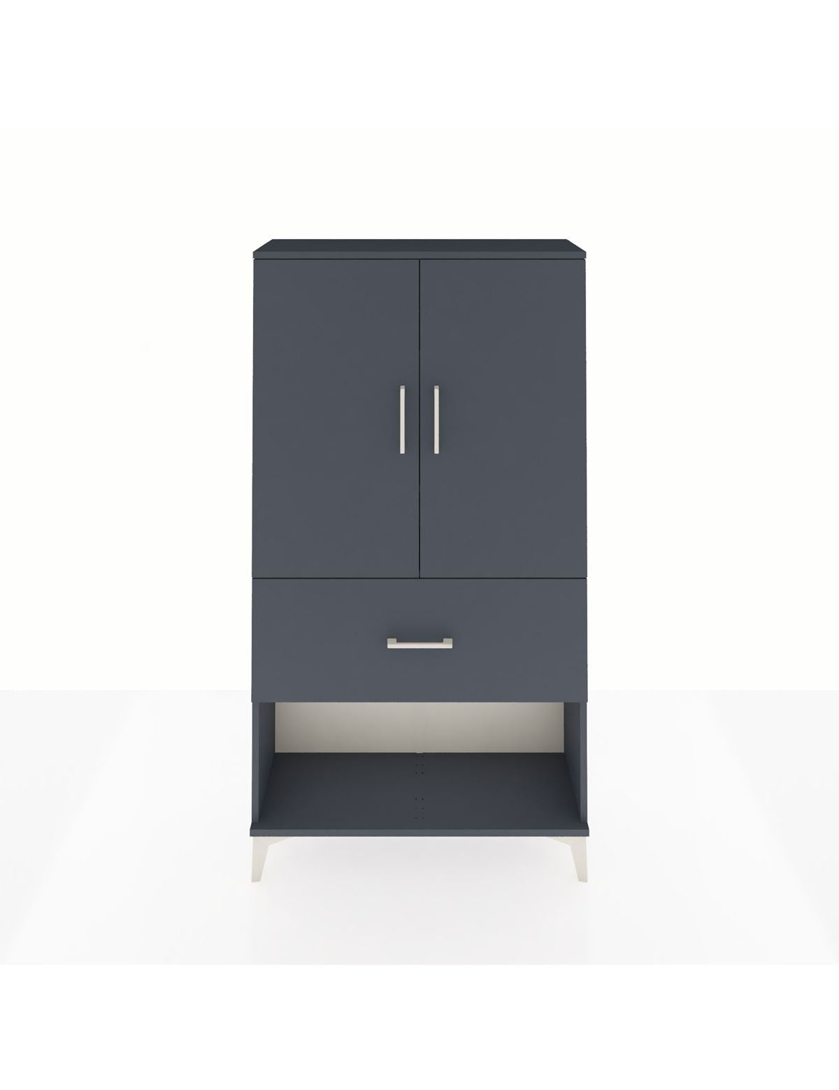 Arges Dolap 3 Raflı Tek Çekmeceli 2 Kapaklı 88x30x163 Antrasit-Antrasit